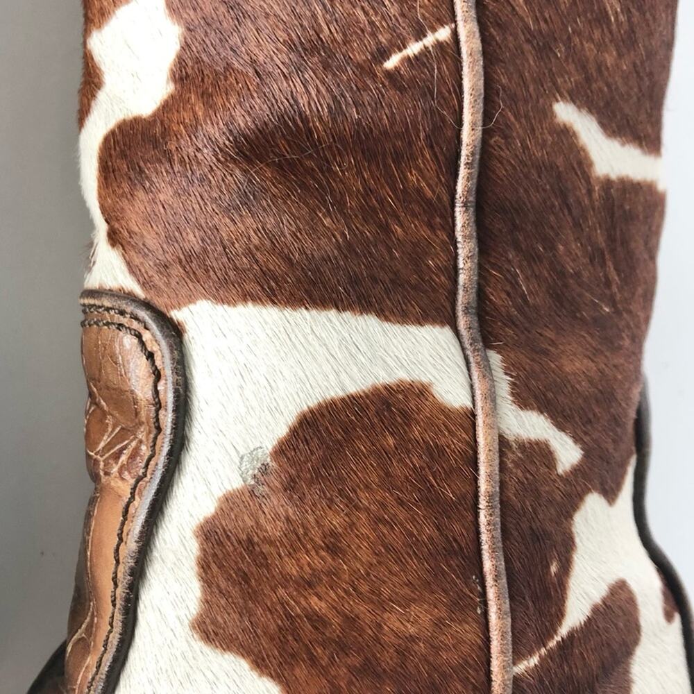 Giuseppe Zanotti Crystals Cow Print Pull On Western Cowgirl Heeled Boots 7 - Picture 5 of 10